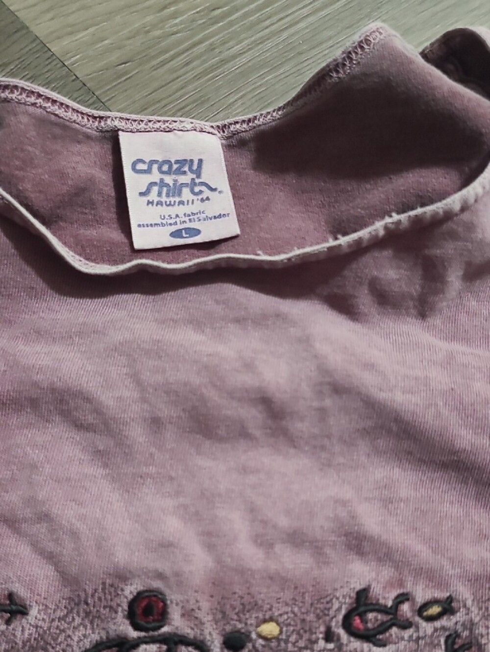 Crazy Shirts Mauve Embroidered Short Sleeve Tee - Picture 2 of 4